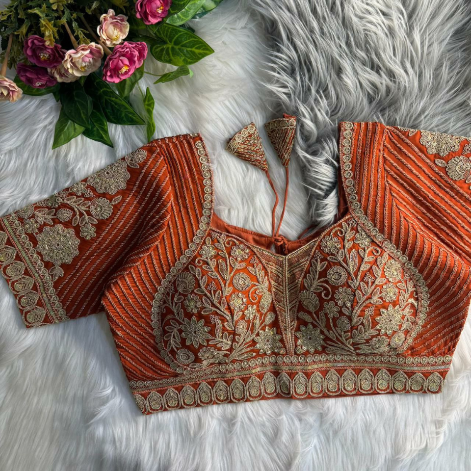 Heavy Italian Silk Jari Sequence Work Partywear Blouse