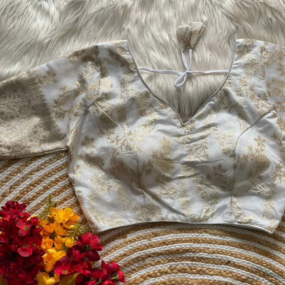 Pure Dola Silk Partywear Embroidered Blouse