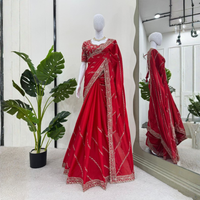 Chinon Silk Saree with Thread and Sequence Embroidery Work