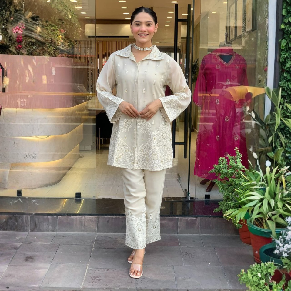 Premium Chanderi Silk Embroidered Co-Ord Set for Women