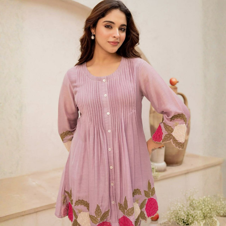Premium Mul Chanderi Embroidered Co-Ord Set for Women