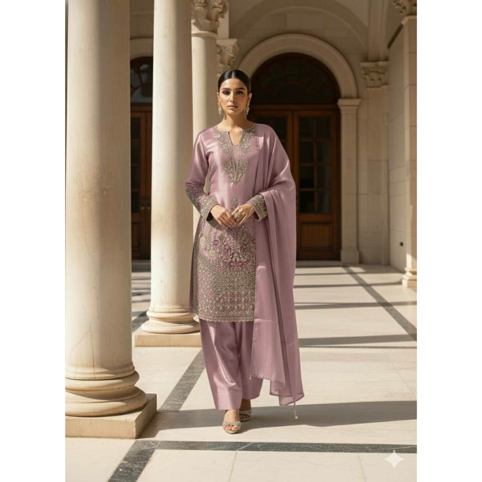 Jimmy Choo Fabric Embroidered Salwar Suit Set with Matching Dupatta