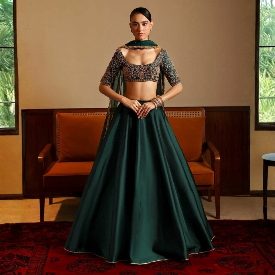 Malai Satin Designer Lehenga Choli Set with Net Dupatta