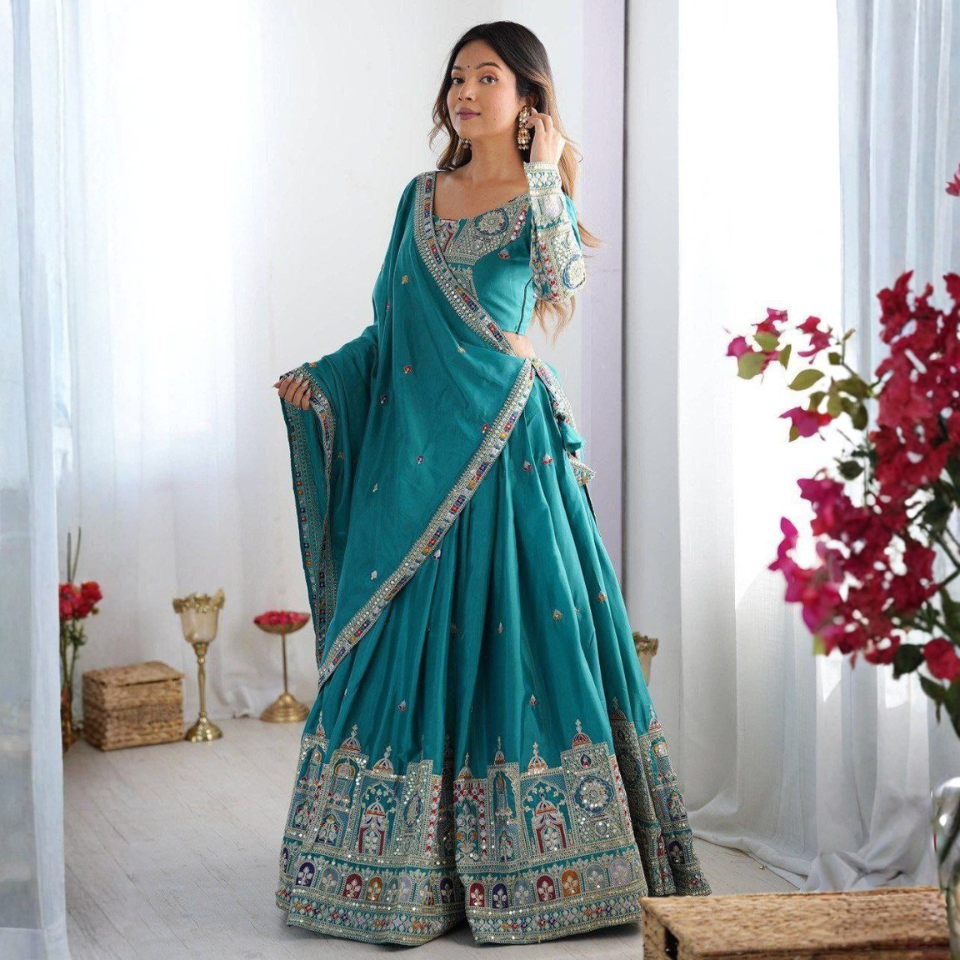 French Crepe Semi-Stitched Lehenga Choli