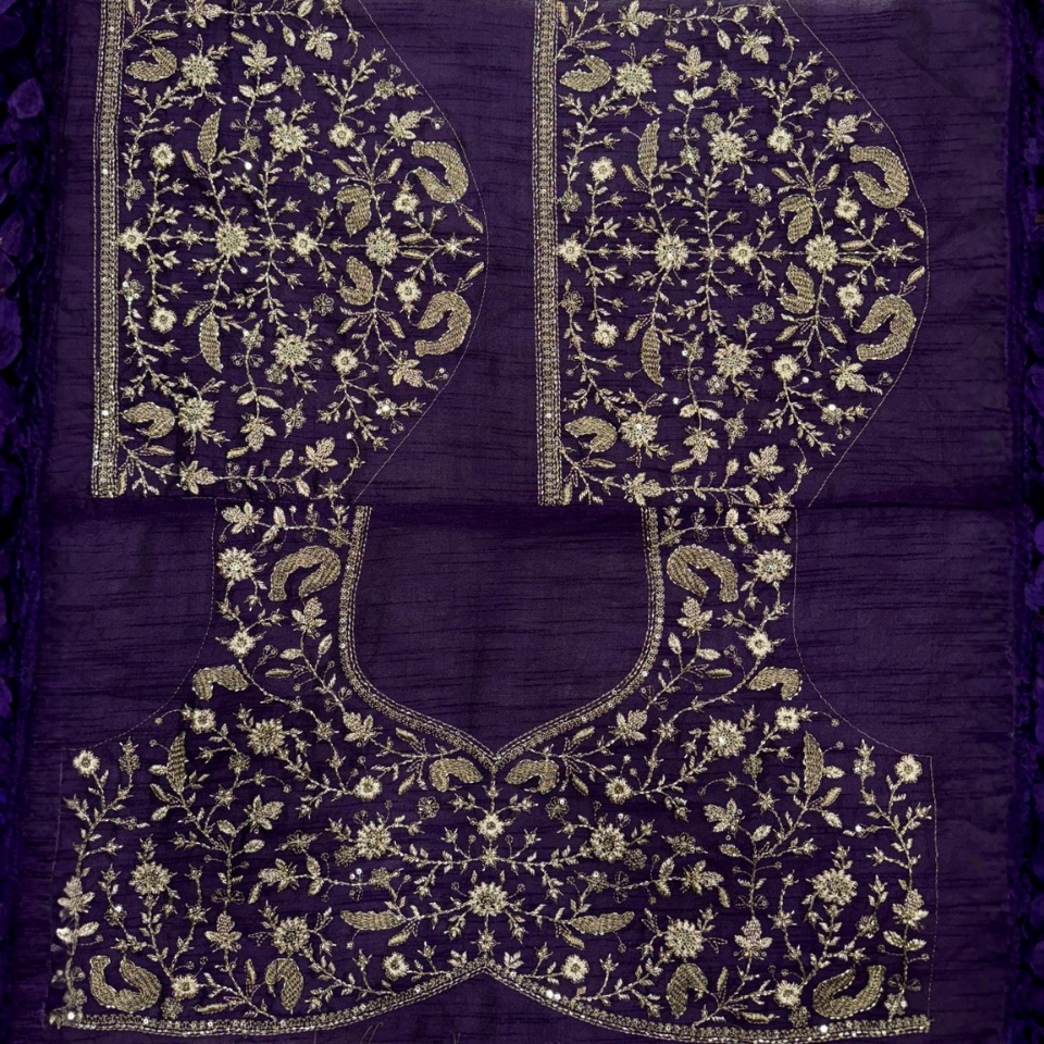 Soft Crunchy Silk Saree with Bead, Sequins & Dori Embroidery and Heavy Banglori Blouse