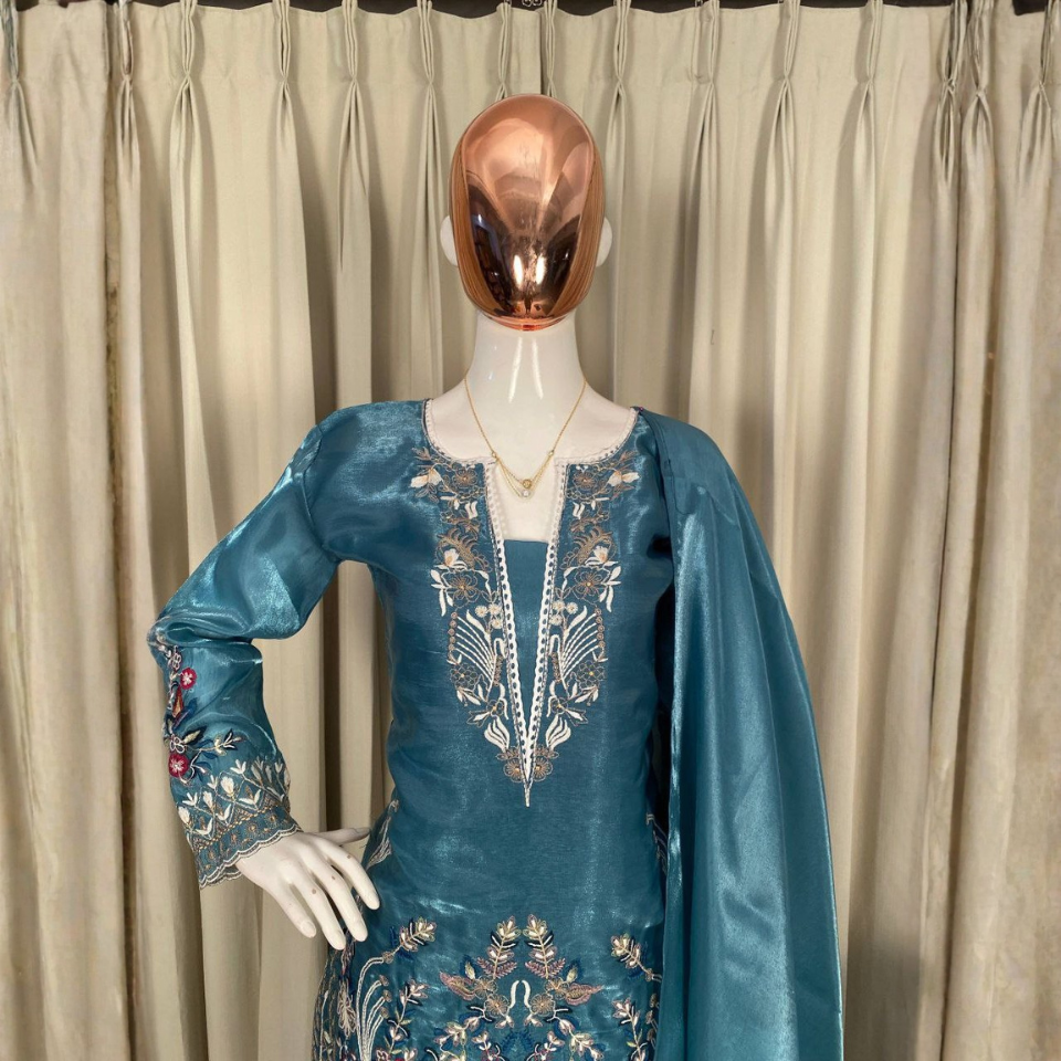 Jimmy Choo Fabric Embroidered Salwar Suit Set with Matching Dupatta