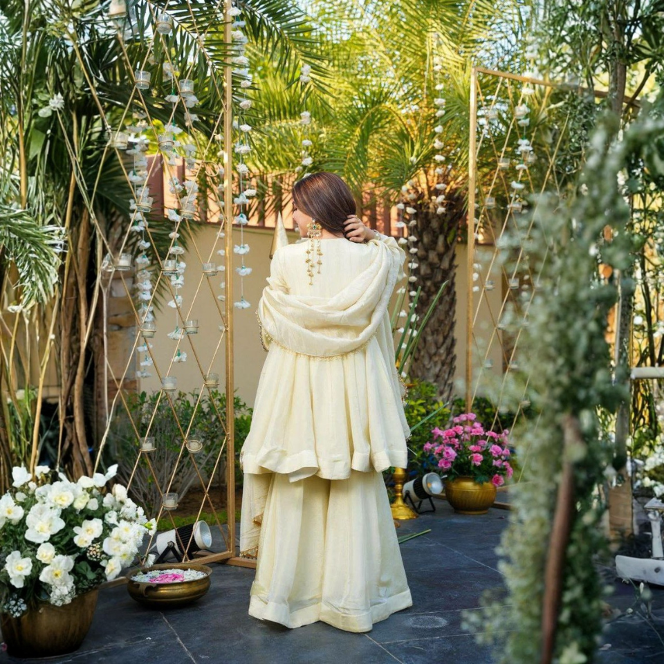 Premium Heavy Cosmos Silk Embroidered Suit with Real Mirror Work