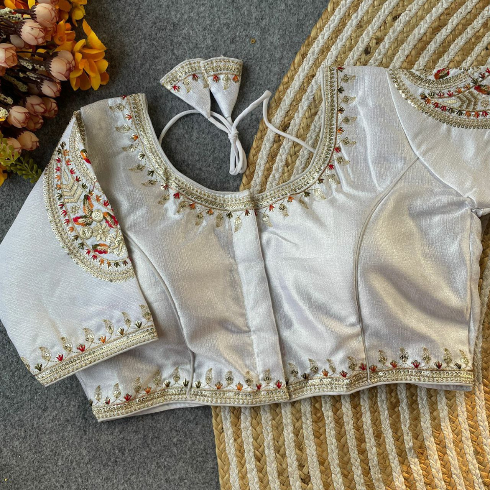 Heavy Milan Silk Embroidered Partywear Blouse