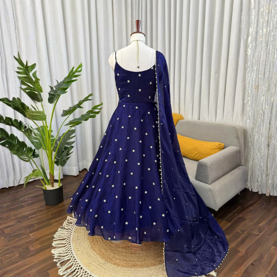 Fendy Silk Thread & Sequin Work Top Pant Set with Designer Lace Dupatta