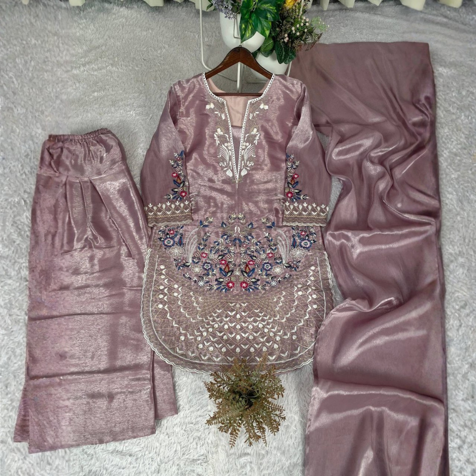 Jimmy Choo Fabric Embroidered Salwar Suit Set with Matching Dupatta