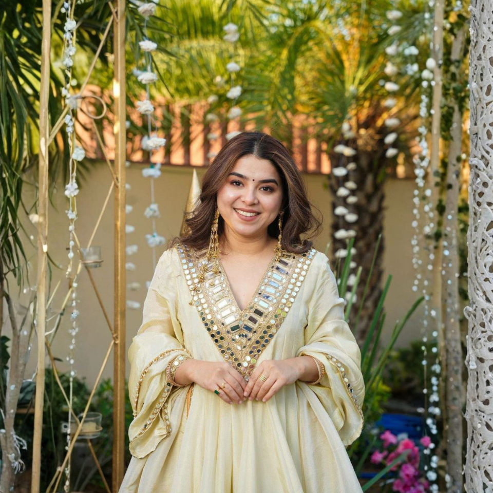 Premium Heavy Cosmos Silk Embroidered Suit with Real Mirror Work