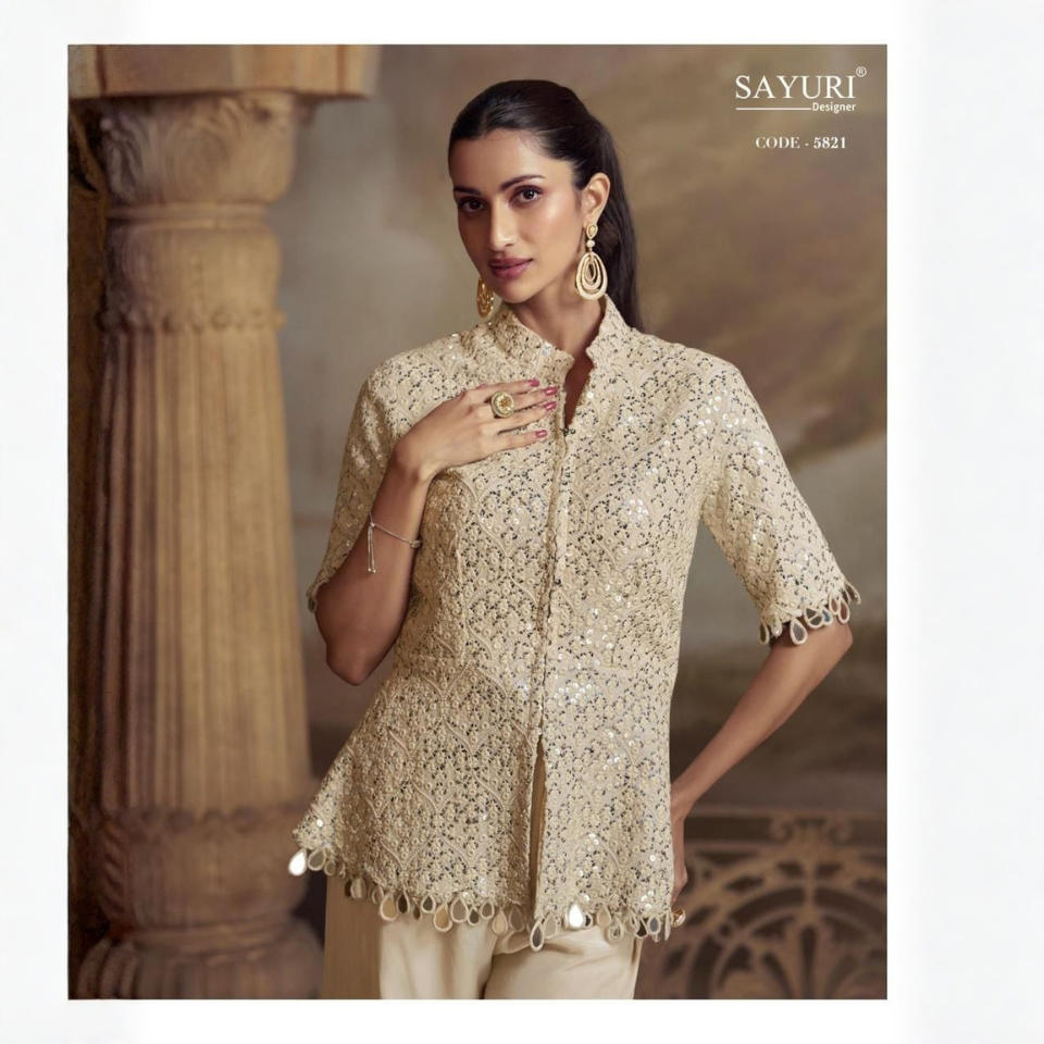 Embroidered Georgette & Viscose Palazzo Suit Set