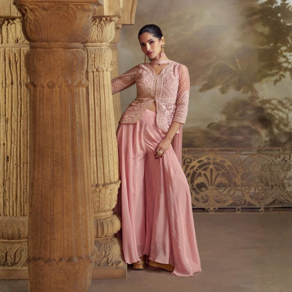 Embroidered  Viscose Palazzo Suit Set (Copy)