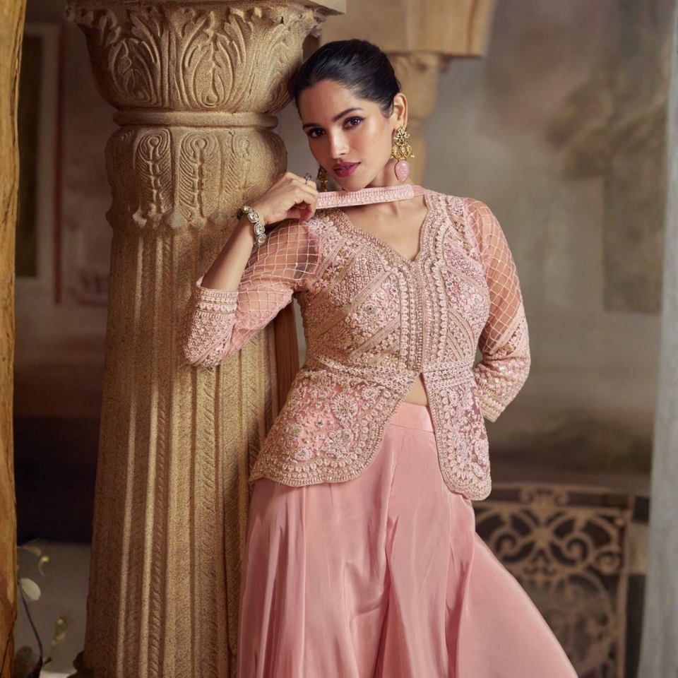 Embroidered  Viscose Palazzo Suit Set (Copy)
