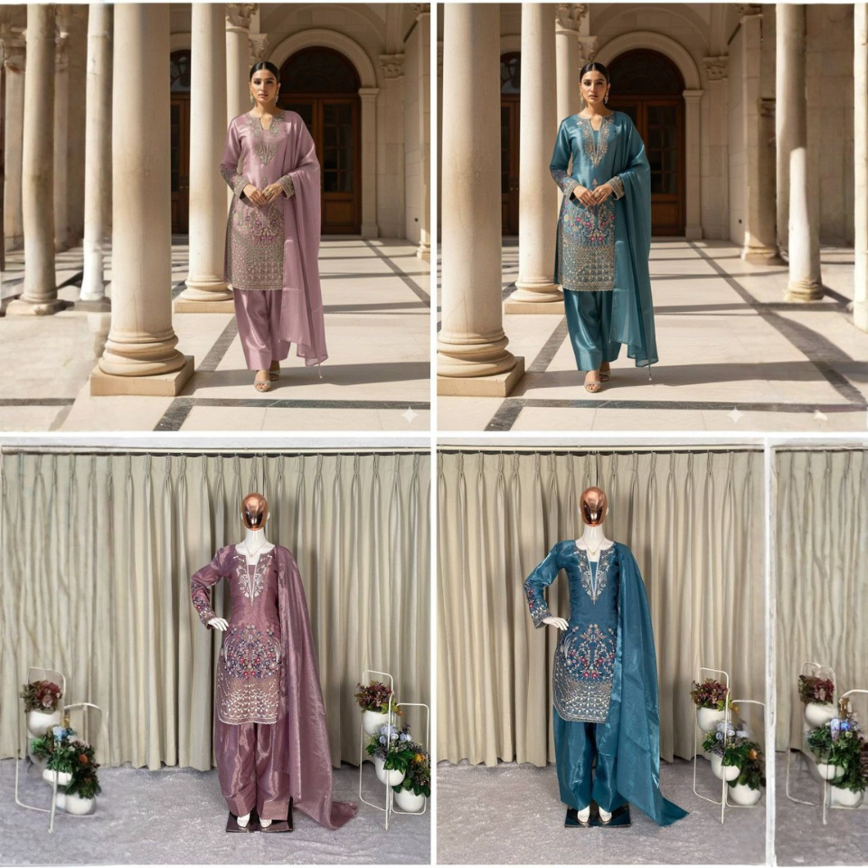 Jimmy Choo Fabric Embroidered Salwar Suit Set with Matching Dupatta