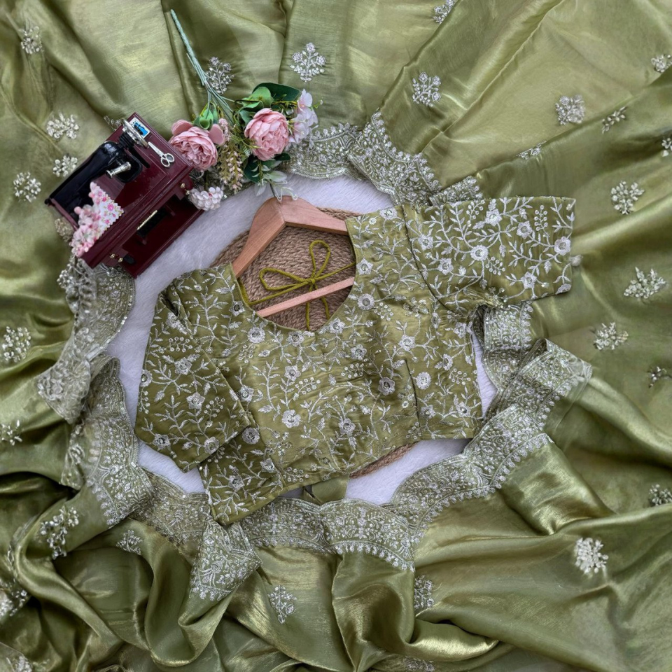 Jimmy Chu Saree with Thread and Sequence Embroidery Work