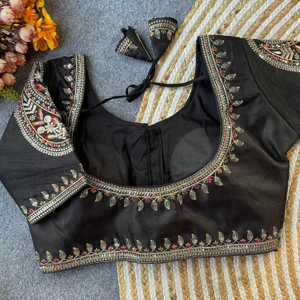 Heavy Milan Silk Embroidered Partywear Blouse