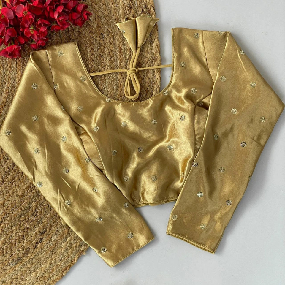 Satin Silk Butty Work Designer Blouse
