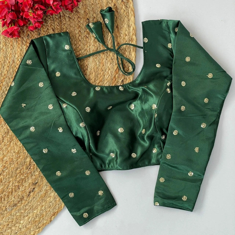 Satin Silk Butty Work Designer Blouse