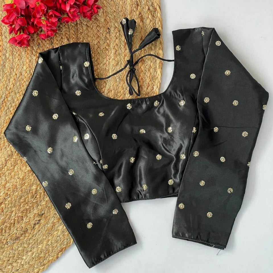 Satin Silk Butty Work Designer Blouse