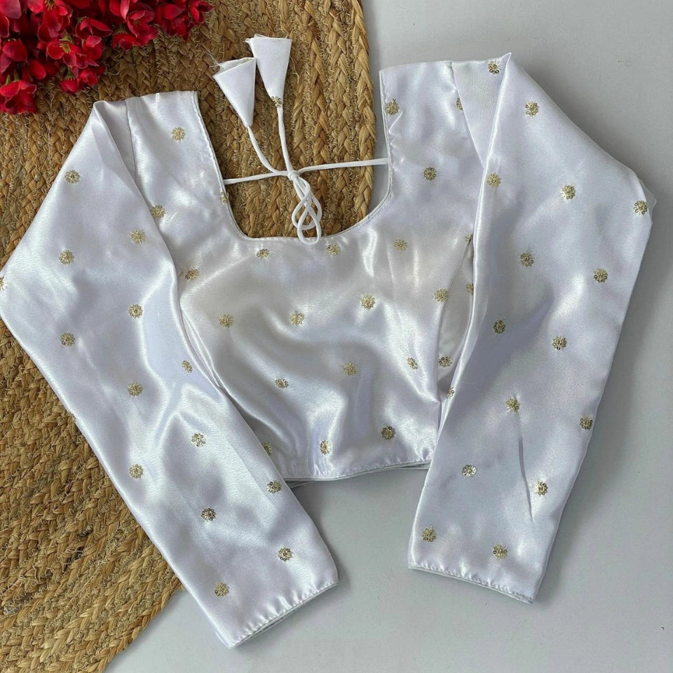 Satin Silk Butty Work Designer Blouse
