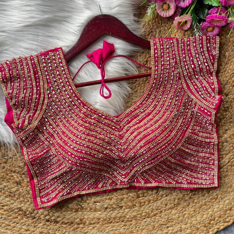 Pure Silk Handwork Pearl & Beads Blouse