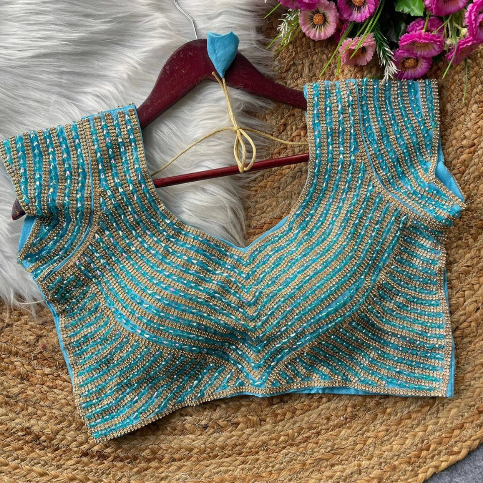 Pure Silk Handwork Pearl & Beads Blouse