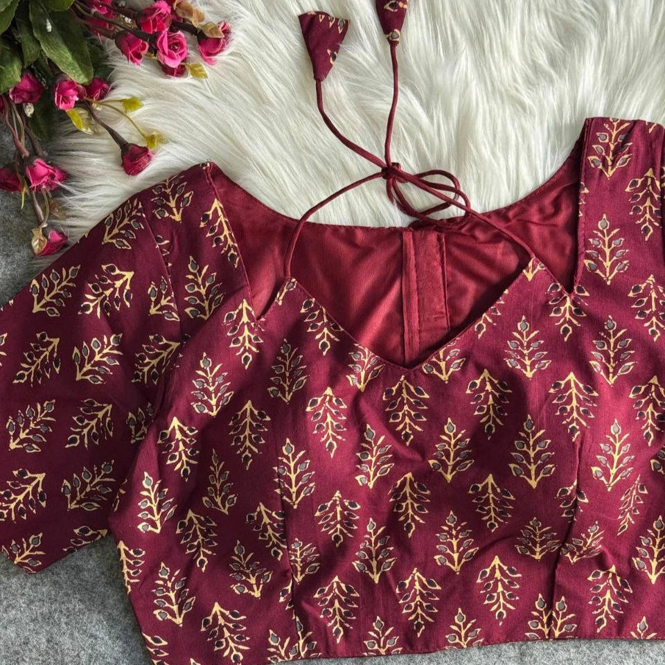 Original Ajrakh Cotton Halter Neck Blouse