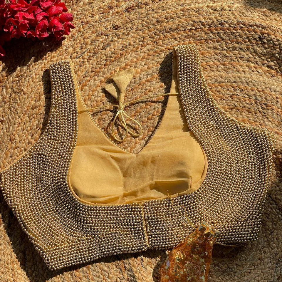 Pure Silk Pearl & Moti Handcrafted Blouse