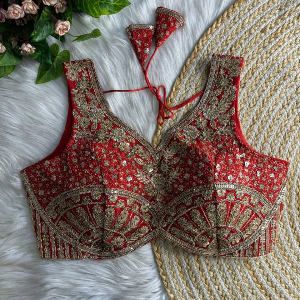 Roman Silk Zari & Sequence Work Partywear Blouse