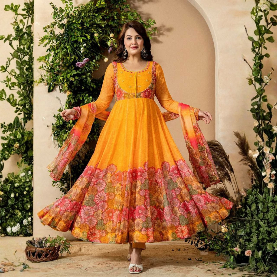 Tebby Organza Embroidered Gown Set