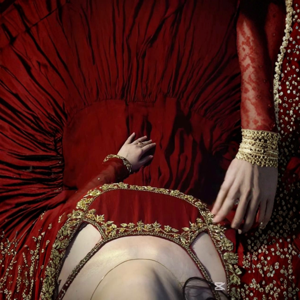 Faux Georgette Embroidered Ruffle Gown Set