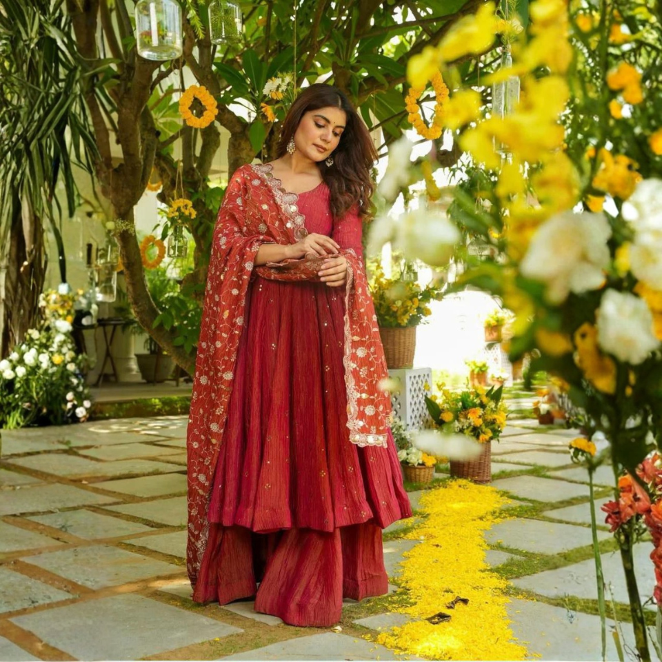 Simmar Silk Embroidered Gown Set