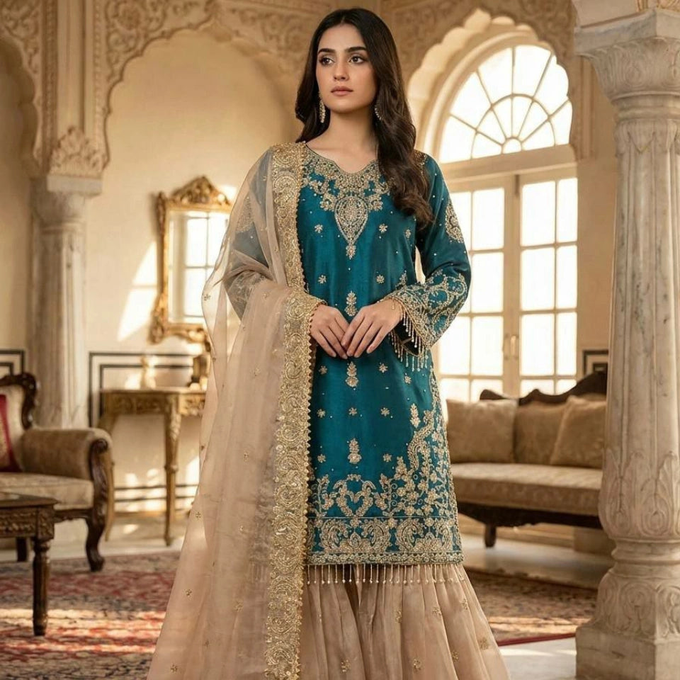 Avni Sequin Silk Sharara