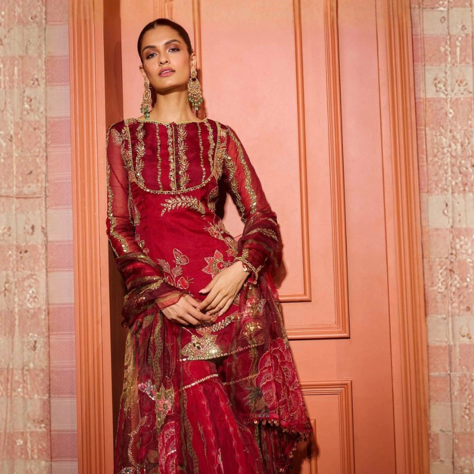 Noor Organza Mirror Work Sharara Set