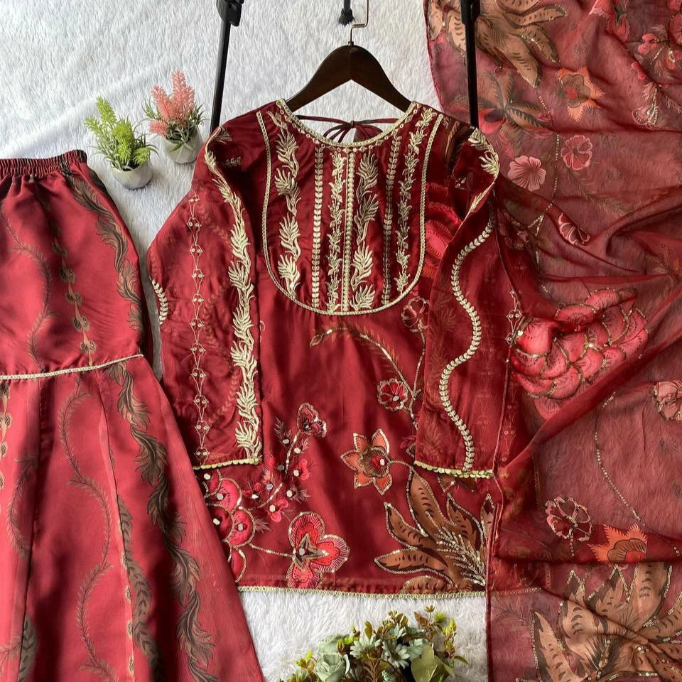 Noor Organza Mirror Work Sharara Set