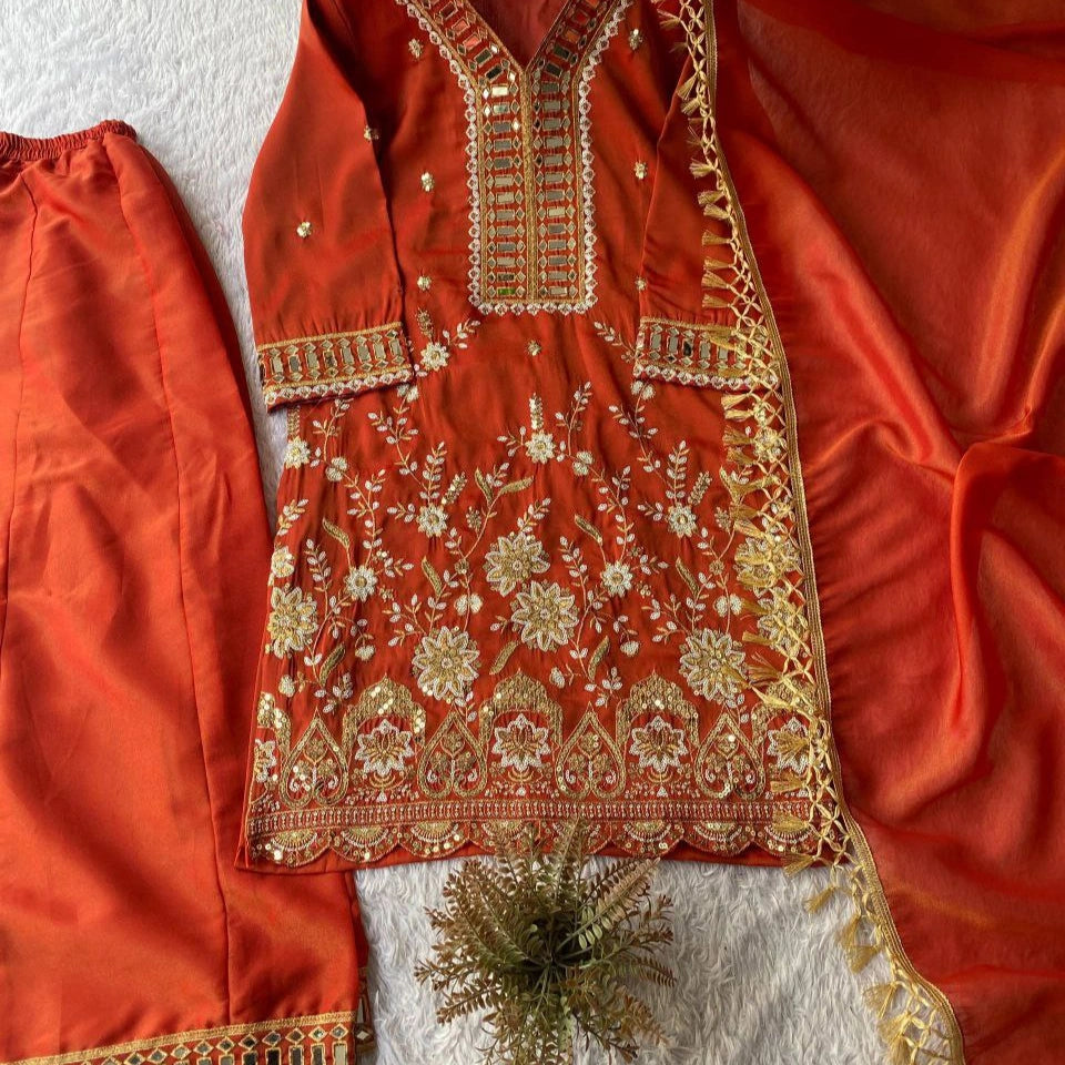 Meher Mirror Work Designer Palazzo Set