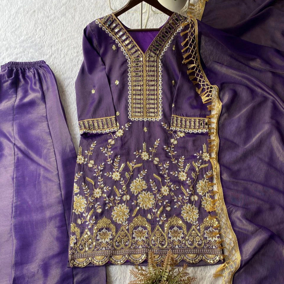 Meher Mirror Work Designer Palazzo Set
