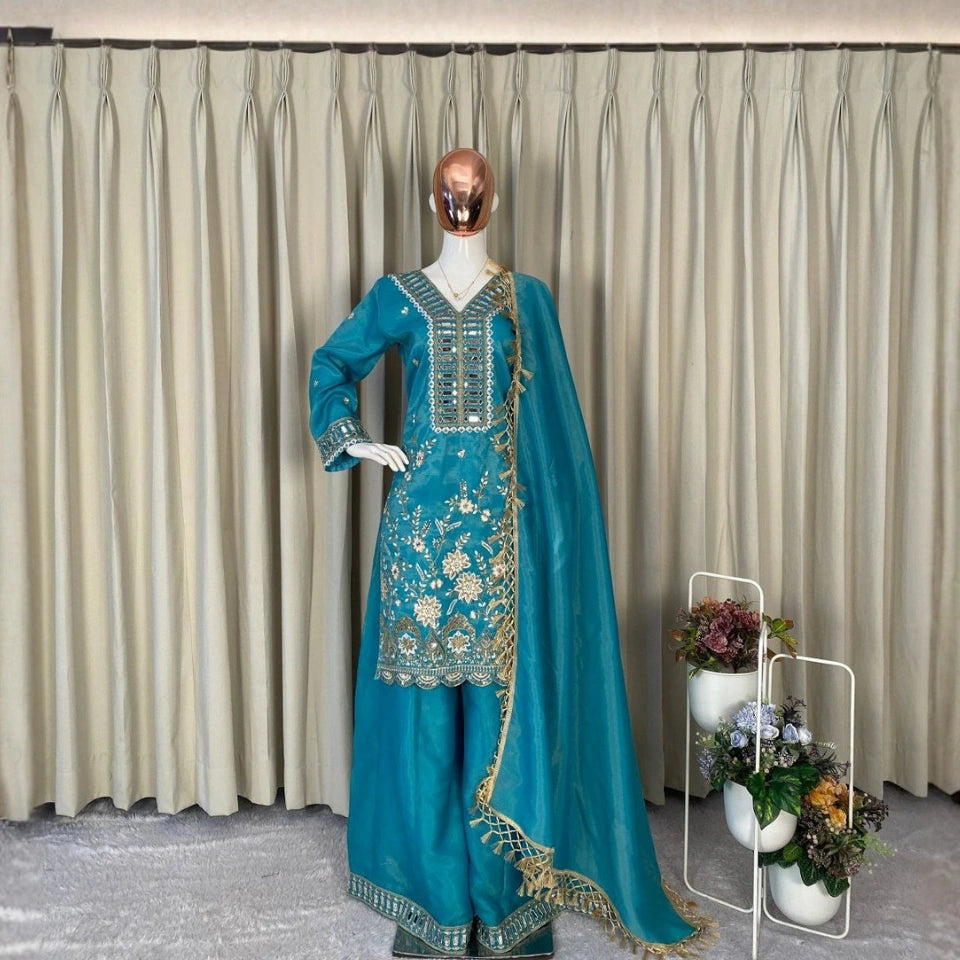 Meher Mirror Work Designer Palazzo Set