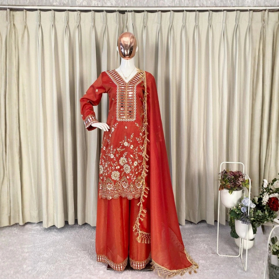 Meher Mirror Work Designer Palazzo Set