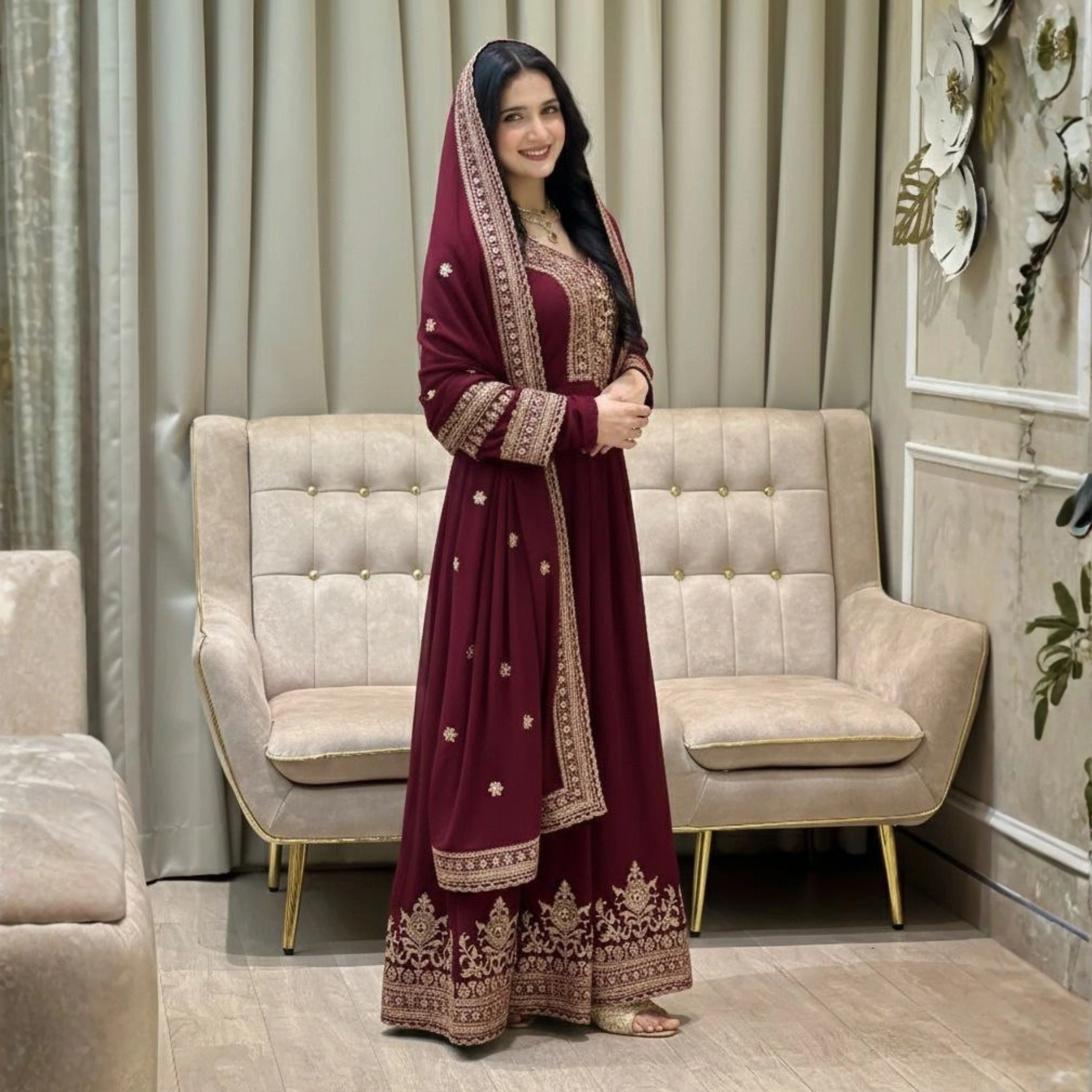 Zareen Embroidered Georgette Anarkali Set