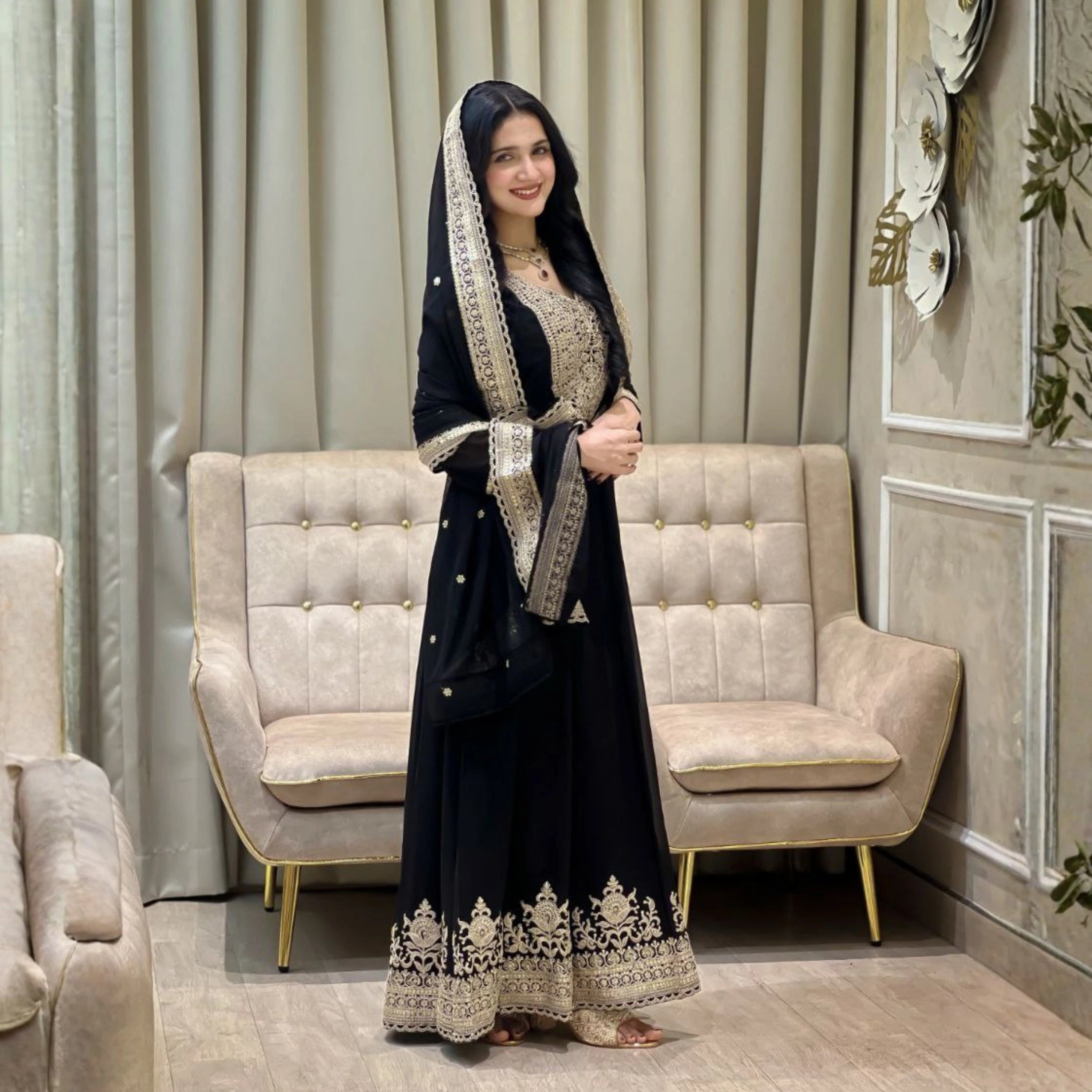 Zareen Embroidered Georgette Anarkali Set