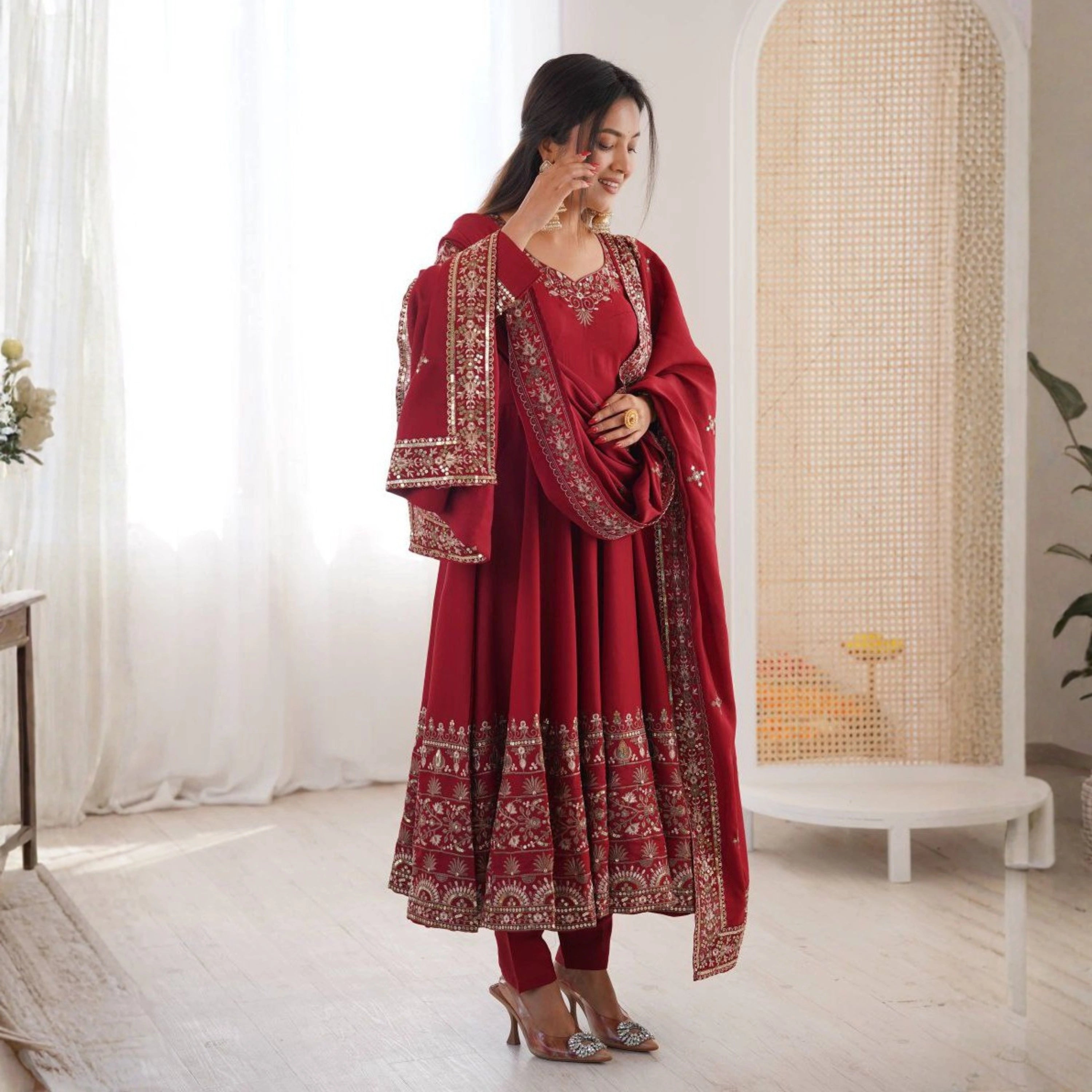 Meher Silk Embroidered Anarkali Set