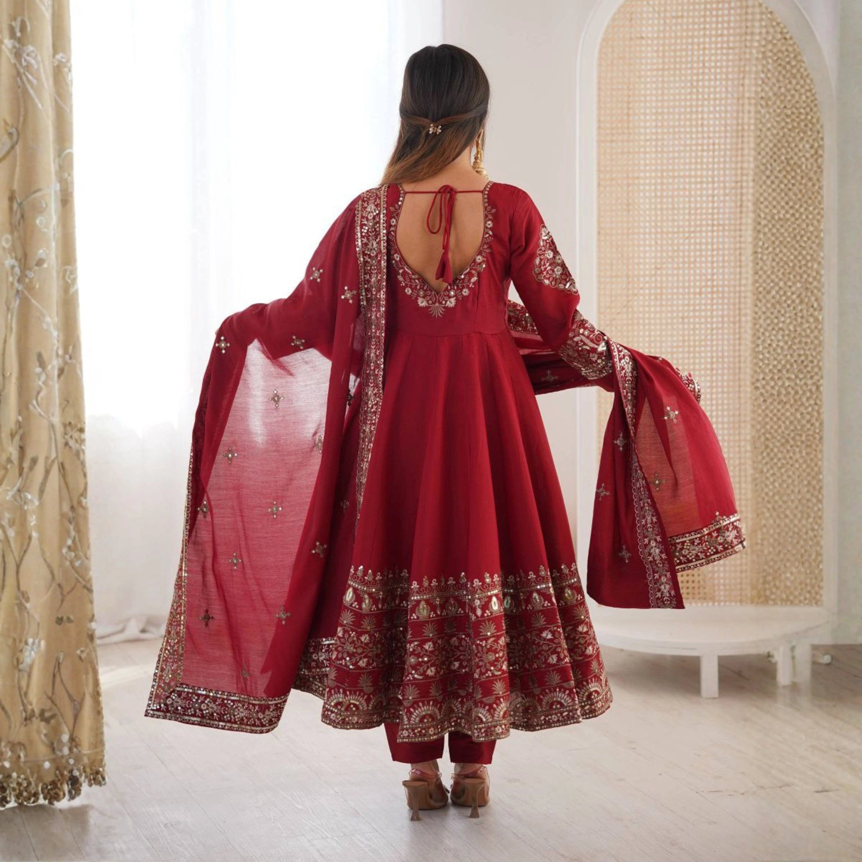 Meher Silk Embroidered Anarkali Set