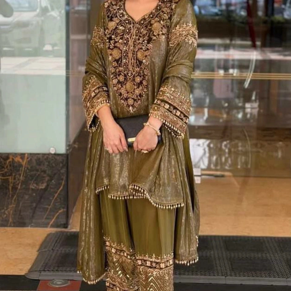 Meher Mehendi Green Embroidered Palazzo Set
