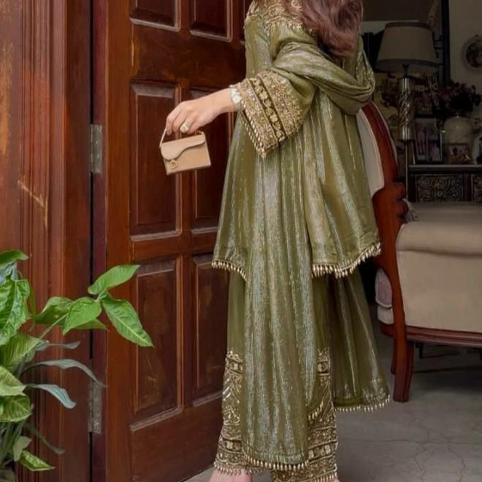 Meher Mehendi Green Embroidered Palazzo Set