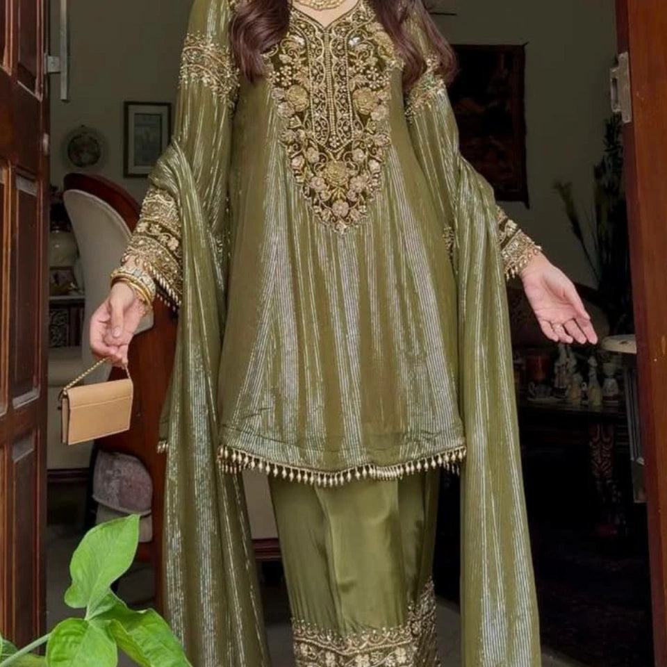 Meher Mehendi Green Embroidered Palazzo Set