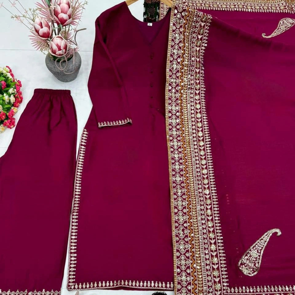 Aarohi Roman Silk Festive Embroidered Set