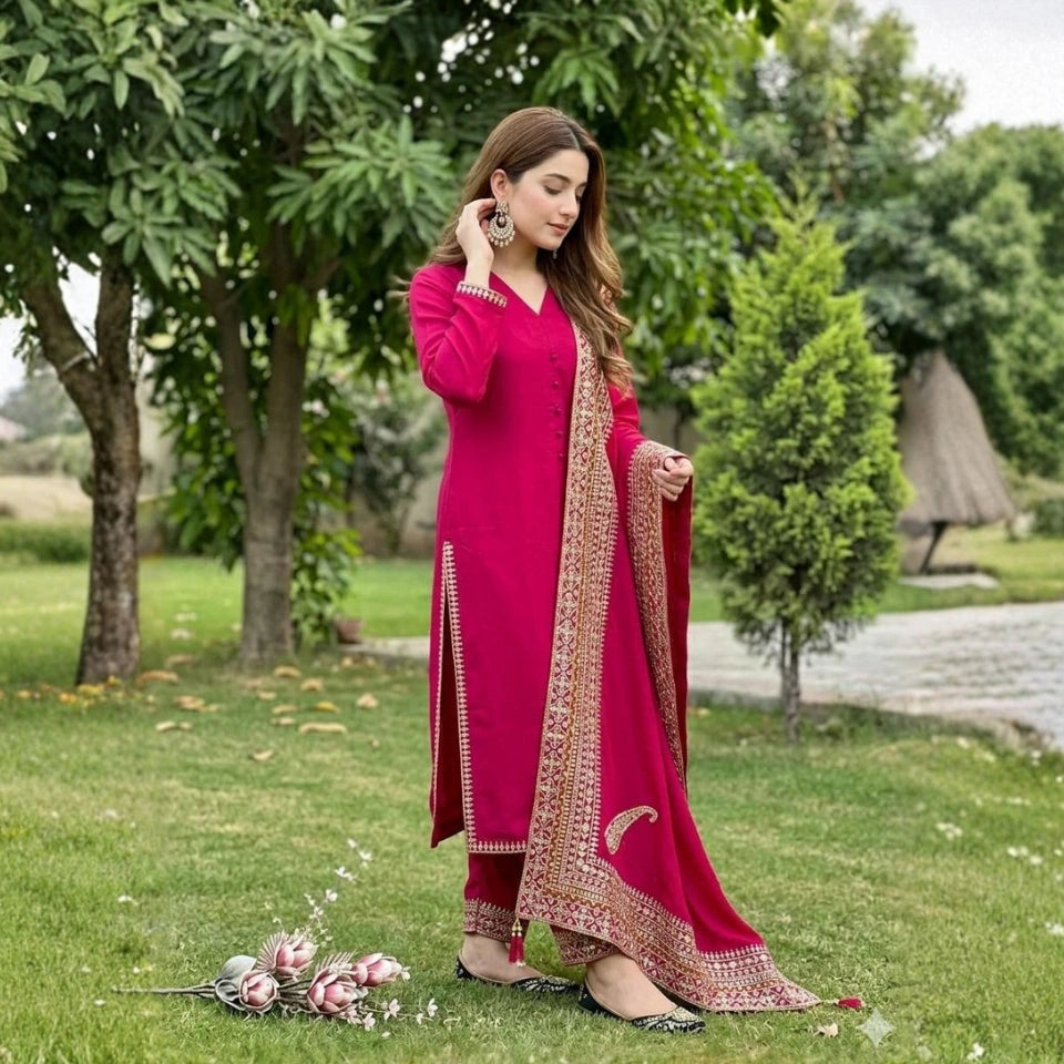 Aarohi Roman Silk Festive Embroidered Set
