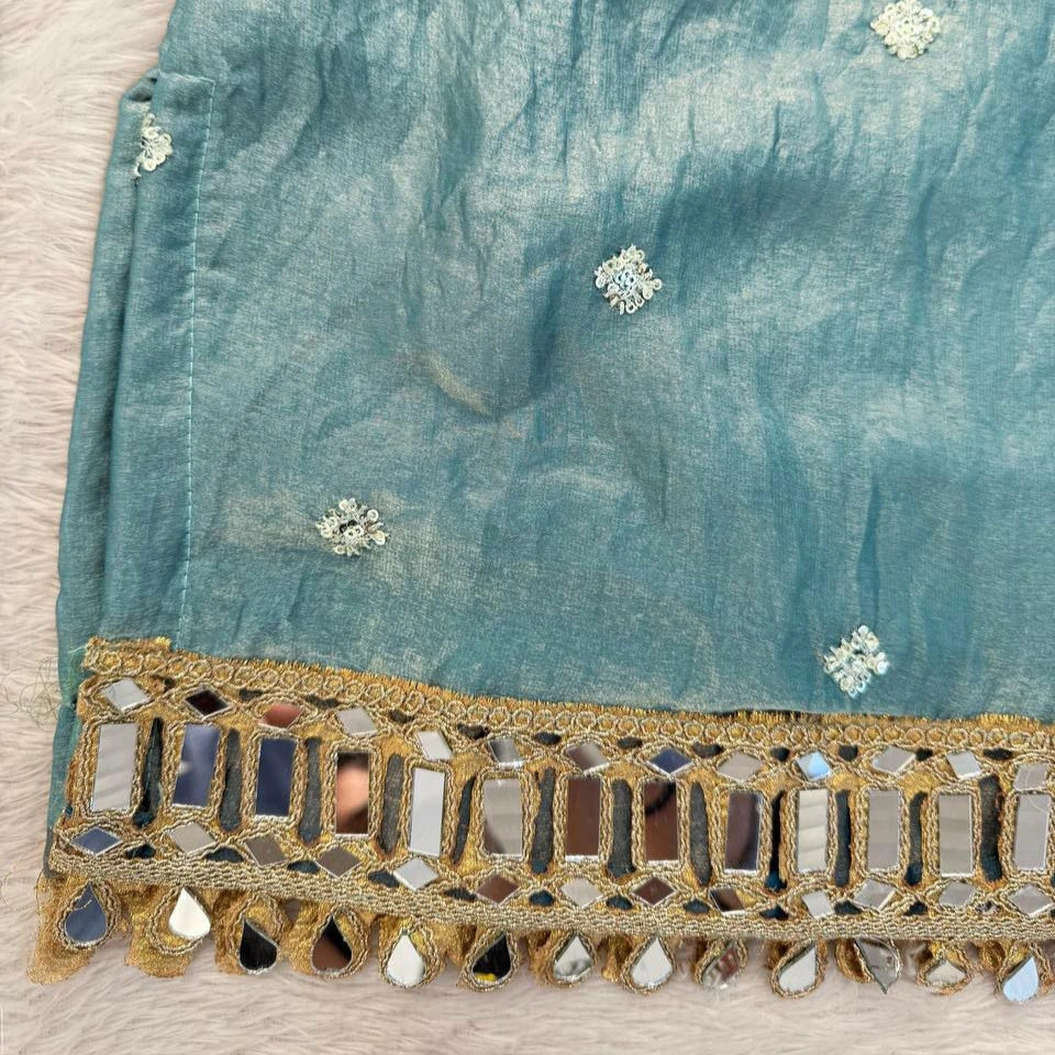 Alina Fendi Silk Mirror Work Palazzo Set
